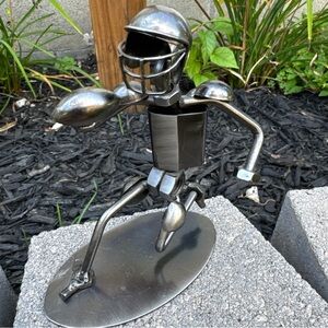 Nuts & Bolts Metal Football Player Figurine Table Decoration Home Decor Man Cave
